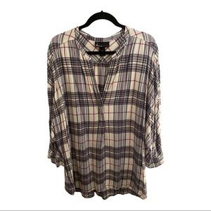 Lane Bryant Plaid Flannel Button Blouse